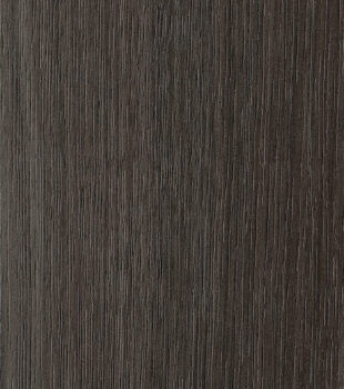 Skyline Walnut cabinets from Dura Supreme are made of a high-pressure laminate material. It’s a straight-grain wood textured laminate with dark charcoal gray hues and a black undertone.
